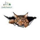EARLFAMILY 13cm x 6.1cm Maine Coon Car Sticker Torn Metal Decal Reflective Sticker 3D Funny Big Cat Decal Car Styling Waterproof