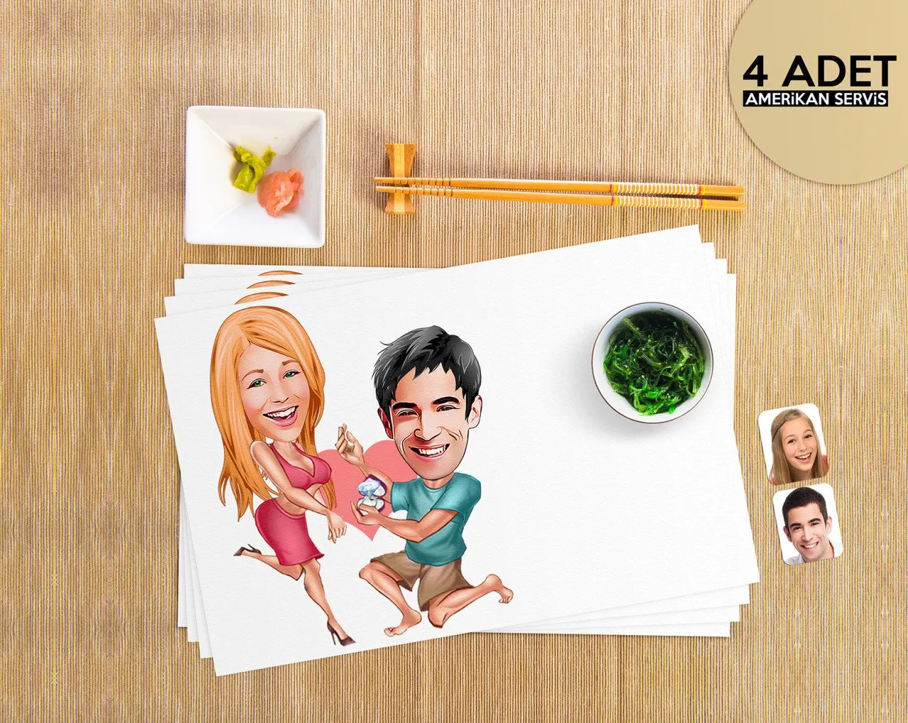 

Персонализированные день Святого Валентина карикатура 4 шт. Американский Услуги Seti-19