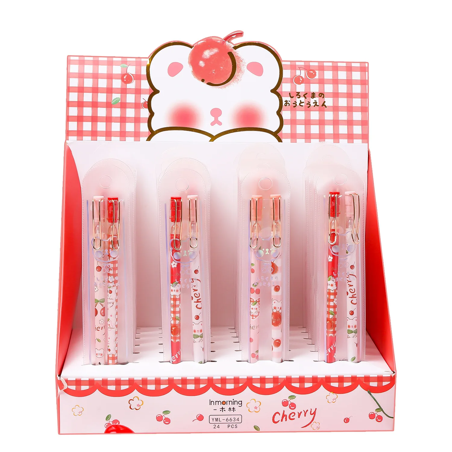 2 шт./пара вишня мишки с черными чернилами гелевая ручка письменные