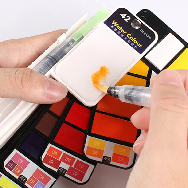 

Складная Акварельная краска в форме веера, портативная твердая гуашь, пигмент, профессиональные принадлежности для рисования