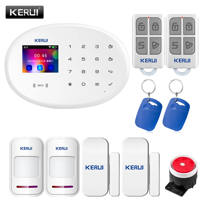 Kit 2 KERUI W20 беспроводной Smart keybord RFID SIM GSM охранный датчик домашняя система охранной сигнализации IOS Android приложение управление сенсорная клавиатура - Цвет: Kit 2