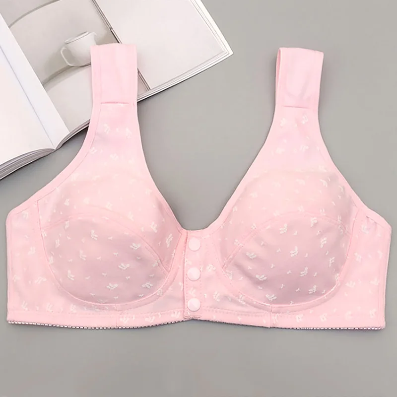 

Mom Front Closure Bra Women's Thin Pure Cotton Bra Without Steel Ring Vest Style Middle Aged And Elderly People Large Size Bra