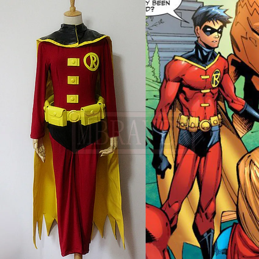 Дамиан Уэйн Тим Дрейк красный Робин костюм для косплея на Хэллоуин заказ любой
