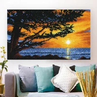 Pulaqi Sunset Tapestry Latch Hook for Handiwork Living Room Crafts Latch Hook Embroidery Foamiran Sheets Scenery Latch Hook Rugs