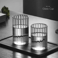 1pc %e2%80%8b300350ml transparent whiskey glass vertical pattern cups coffee tea cup spirits wine glass for kitchen bar drinking set