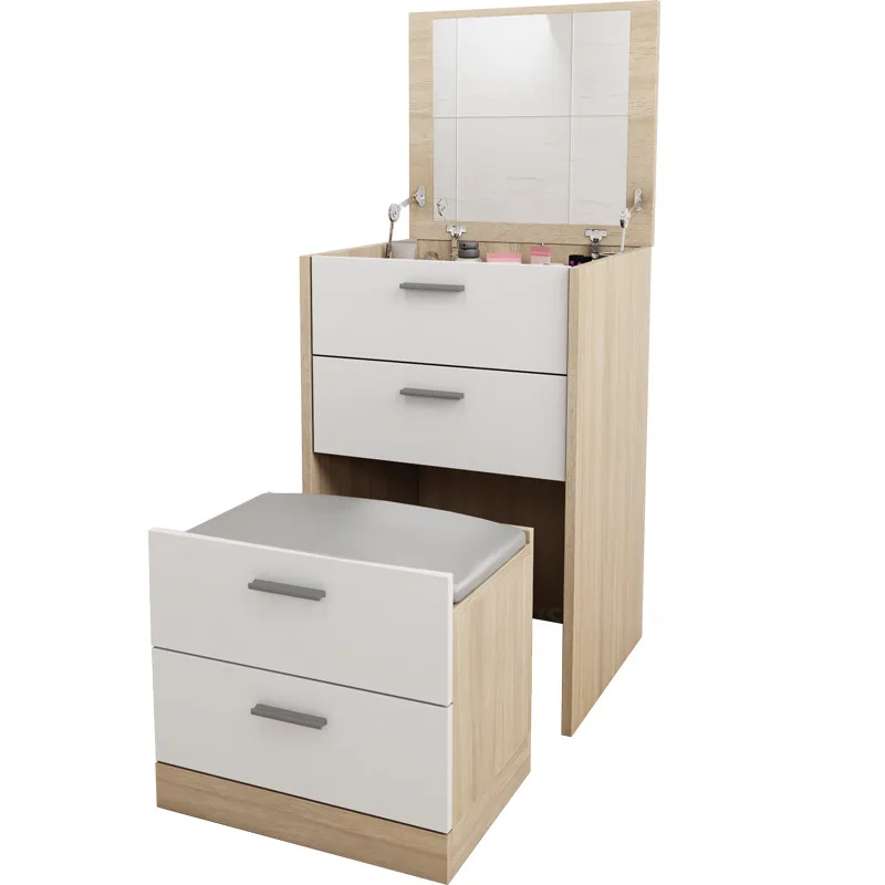 Современный мини туалетный столик с выдвижным ящиком зеркальный