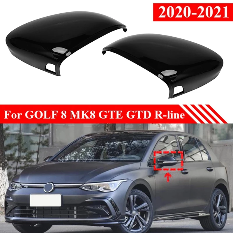 

Car Side Wing Mirror Cover, for Golf 8 MK8 GTE GTD R-Line 2020 2021 Rearview Mirror Caps with Blind Spot Assist Hole