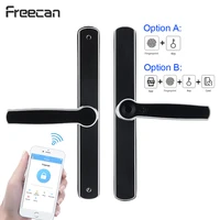 freecan keyless aluminum glass door lock smart security fingerprint intelligent lock with european mortise