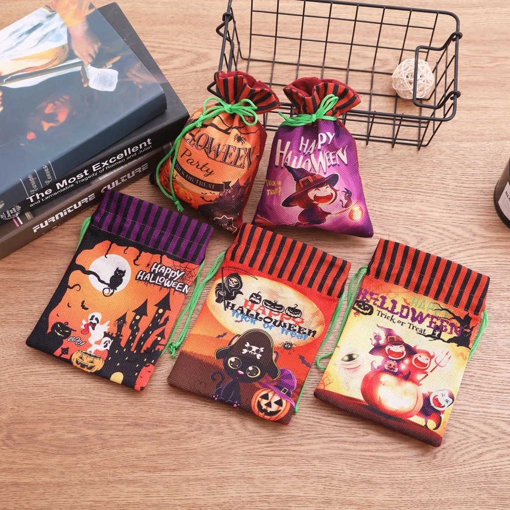 

Halloween Candy Goody Bags Sacks for Kids Cartoon Pumpkin Ghost Witch Trick or Treat Bag Happy Halloween Party Decoration Favors