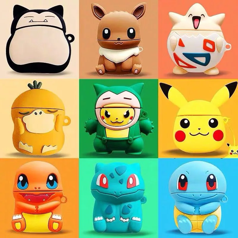 

Чехол для Apple Airpods 1 2, милый мультяшный 3D силиконовый чехол с рисунком покемона, футляр для Air Pods