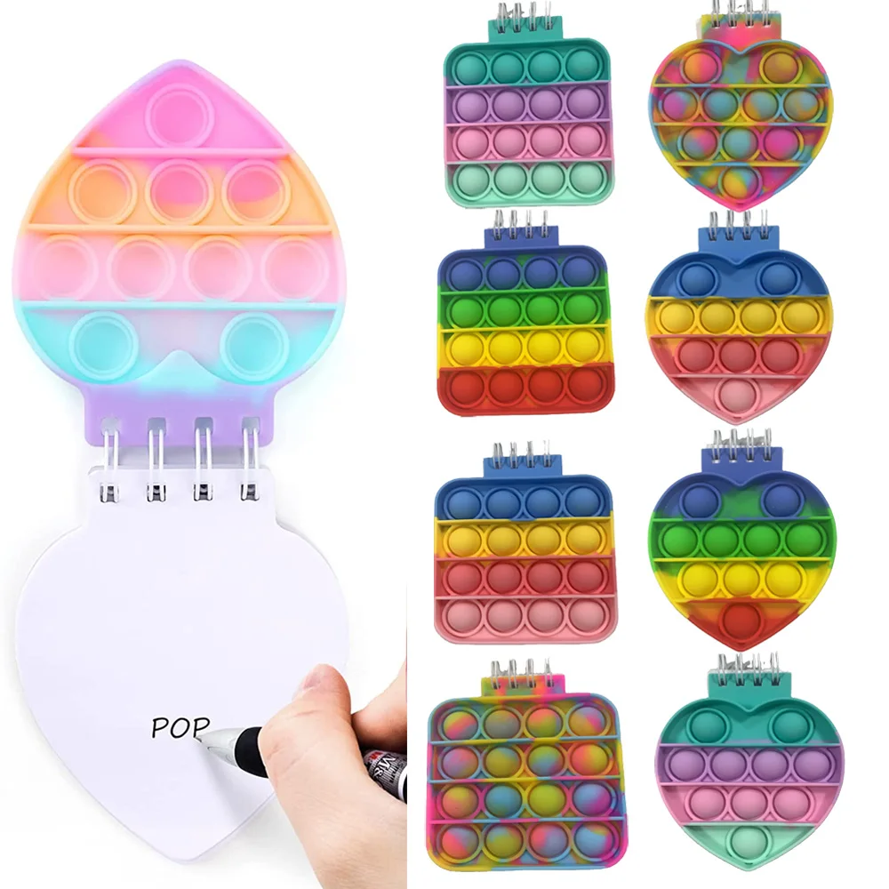 

2021 Notebook A5 Pop Its Finger Bubble Silicone Cover Notebook Decompression Silicone Bubble notebook Fidget Toys For kids Gifts