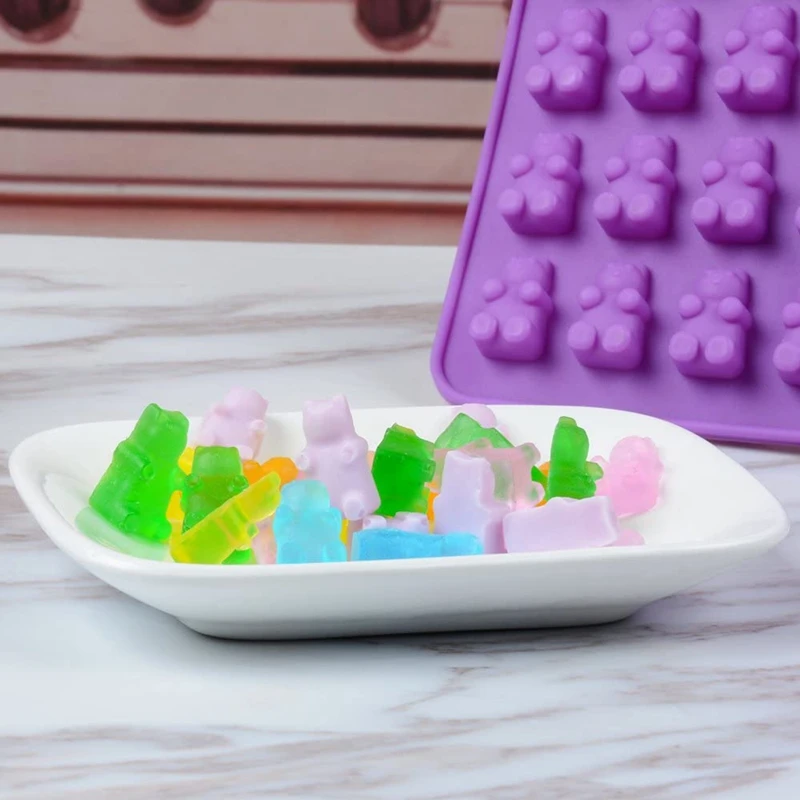 50 полостей красочные силиконовые Медвежонок Gummy конфеты формы с 4 капельницей Для
