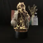 Светильник ночник 3D Kamisato Ayaka, акриловый ночсветильник для детской комнаты с дистанционным управлением, аниме настольная лампа Genshin Impact