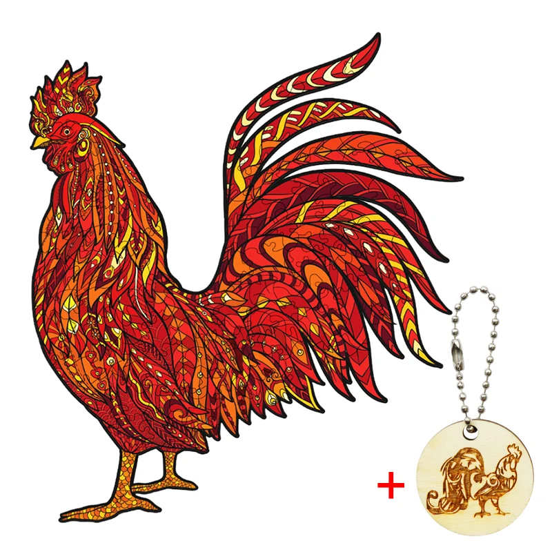 Artistic Animal Diy Cock Wooden Puzzle For Adults Children Wooden Puzzles Animal Gift Wooden Jigsaw Puzzle For Kids Toys