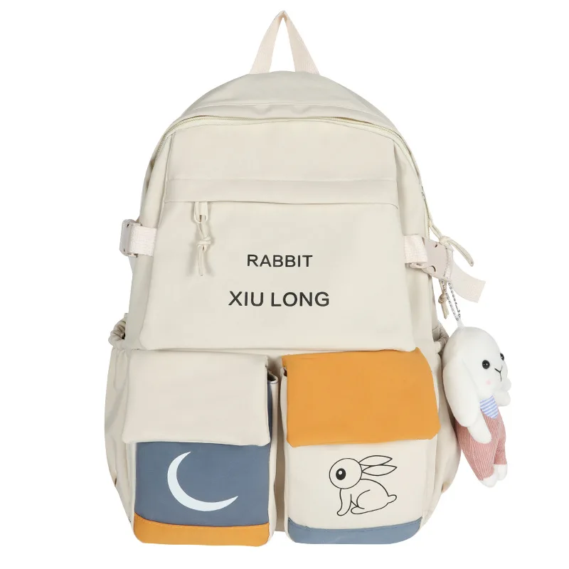 

Korean version schoolbag female junior high school student hit color backpack large capacity Harajuku forest student backpack