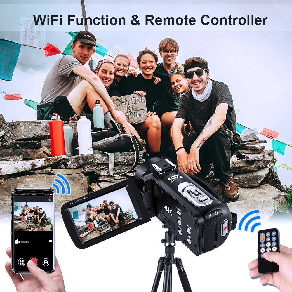 Видеокамера 4K видеокамера для блогера видеосъемка в прямом эфире Ordro AC7 10X