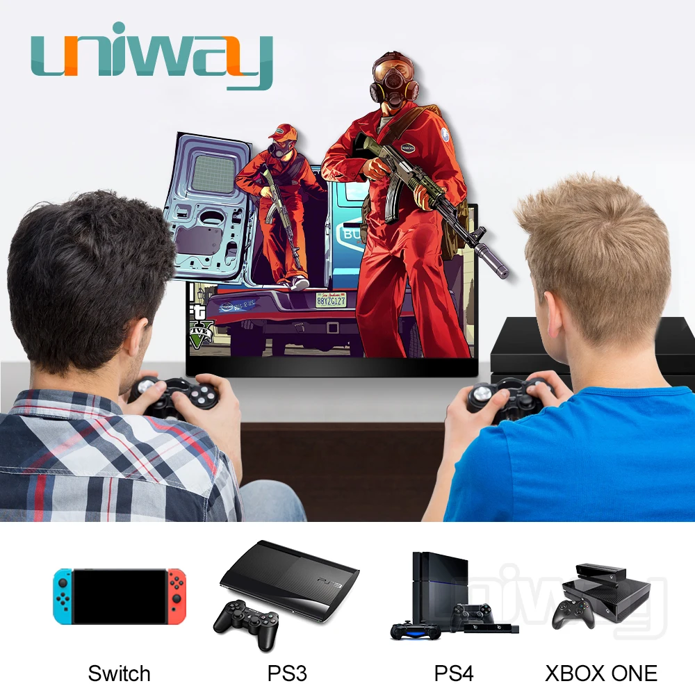 Портативный сенсорный монитор Uniway 4k hdr 15 6 hdmi type c для ноутбука компьютера телефона