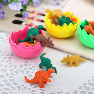 

8 Pcs /Pack Mini Rubber Eraser Cute Dinosaur Egg Eraser Box School Stationery Office Supplies Random Color
