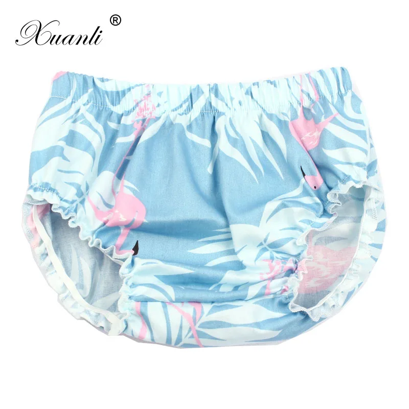 Шорты для маленьких девочек хлопковые шорты с рисунком фламинго и оборками