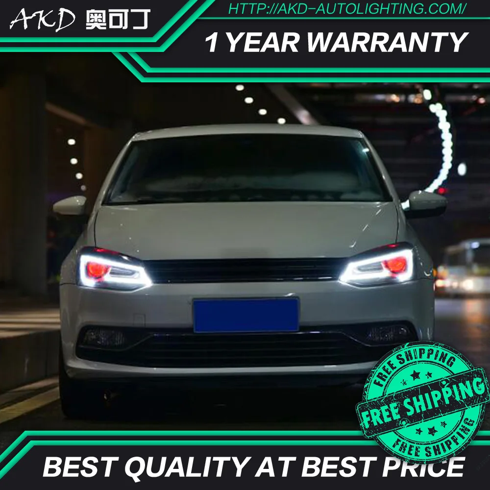 AKD тюнинг автомобильных фар для VW Polo светодиодные фары DRL ходовые огни Bi-Xenon Beam