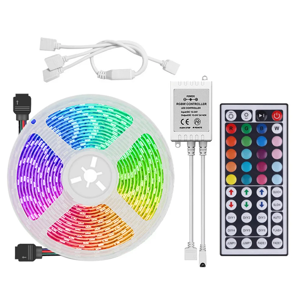 LED Strip Light IP20 RGB Flexible Lamp Tape Diode USB Cable DC5V 1/2/3/4/5/10/15/20m RGB Diode Tape IR Controller Adapter