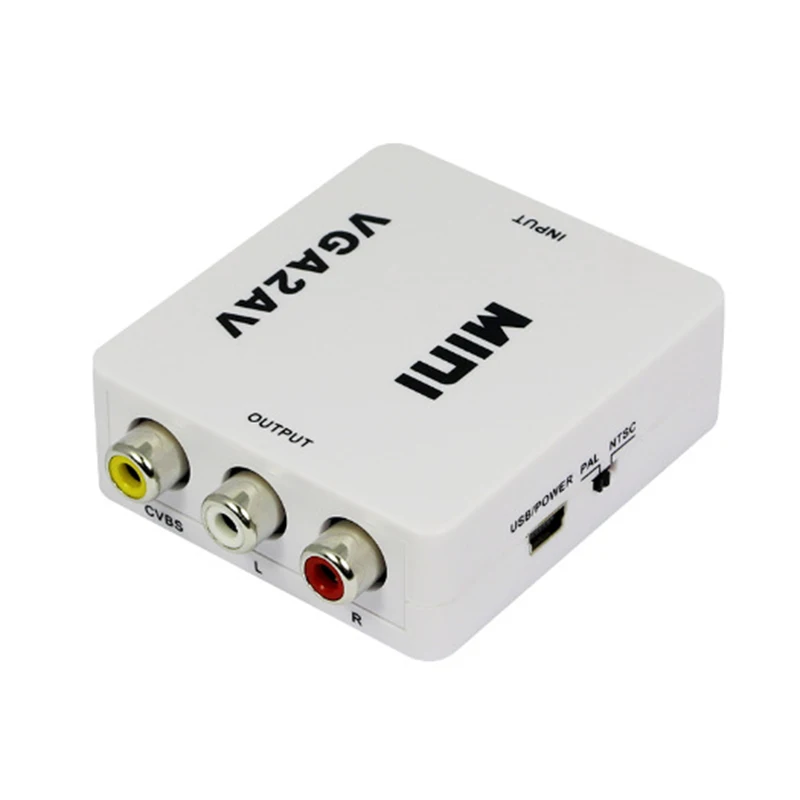 Преобразователь Mini VGA-AV AV2VGA с 3 5 мм аудио RCA в VGA видео преобразователь для ПК на ТВ