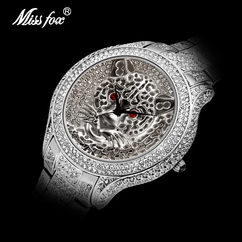 Дропшиппинг часы покупки онлайн MISSFOX серебряные старые с тигром люксовый бренд