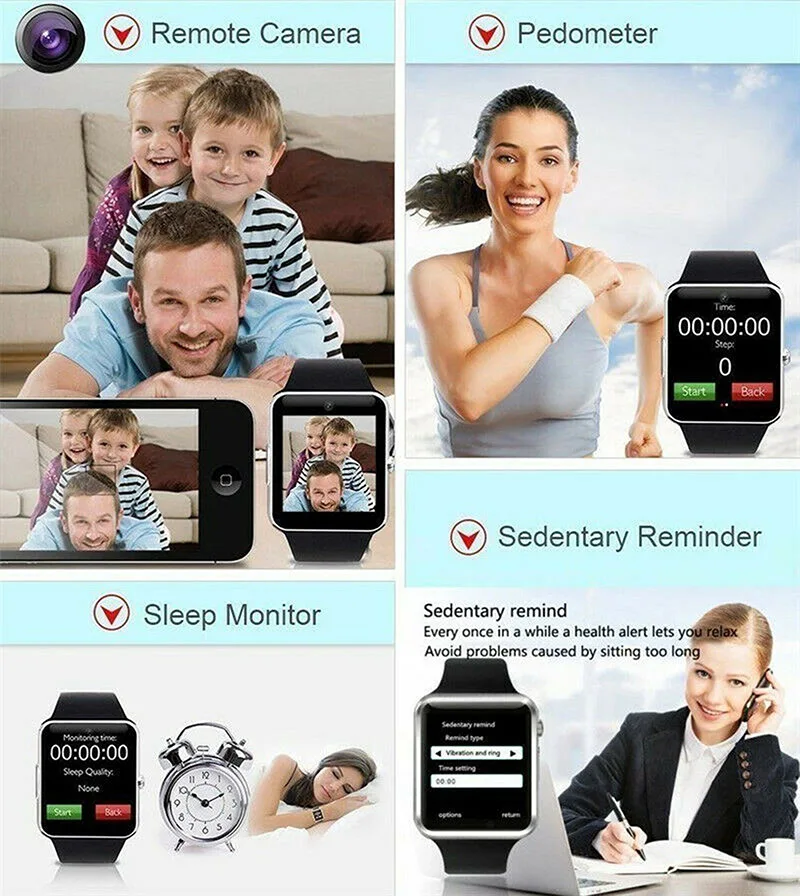 Новинка A1 Bluetooth Смарт-часы спортивный калькулятор Android телефонный звонок Relogio 2G GSM SIM TF карта камера телефон PK GT08