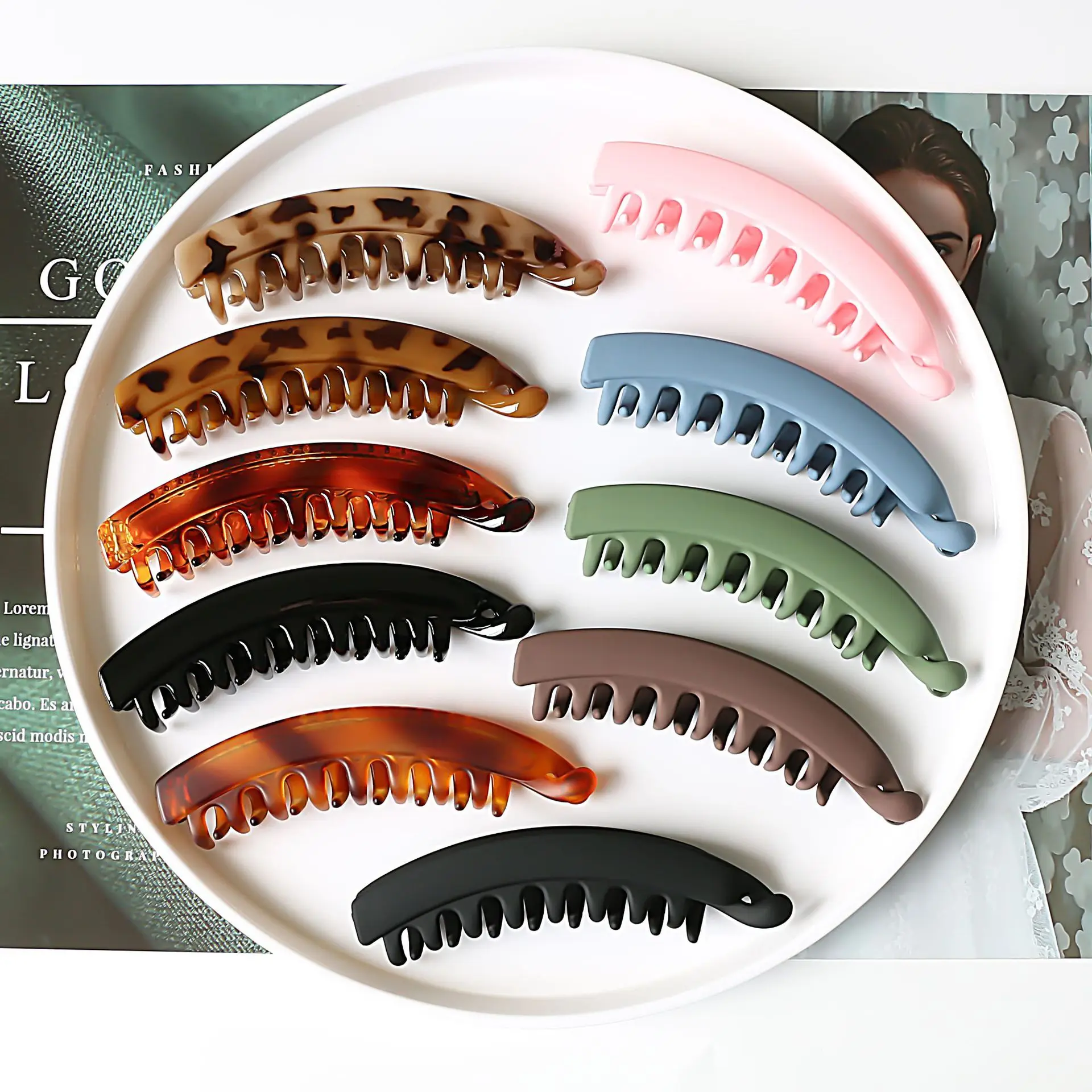

New Korean Banana Clip For Hair Leopard Hairpin Barrettes Large Simple Ponytail Holder Hair Claws Crab Women Hair Accessories