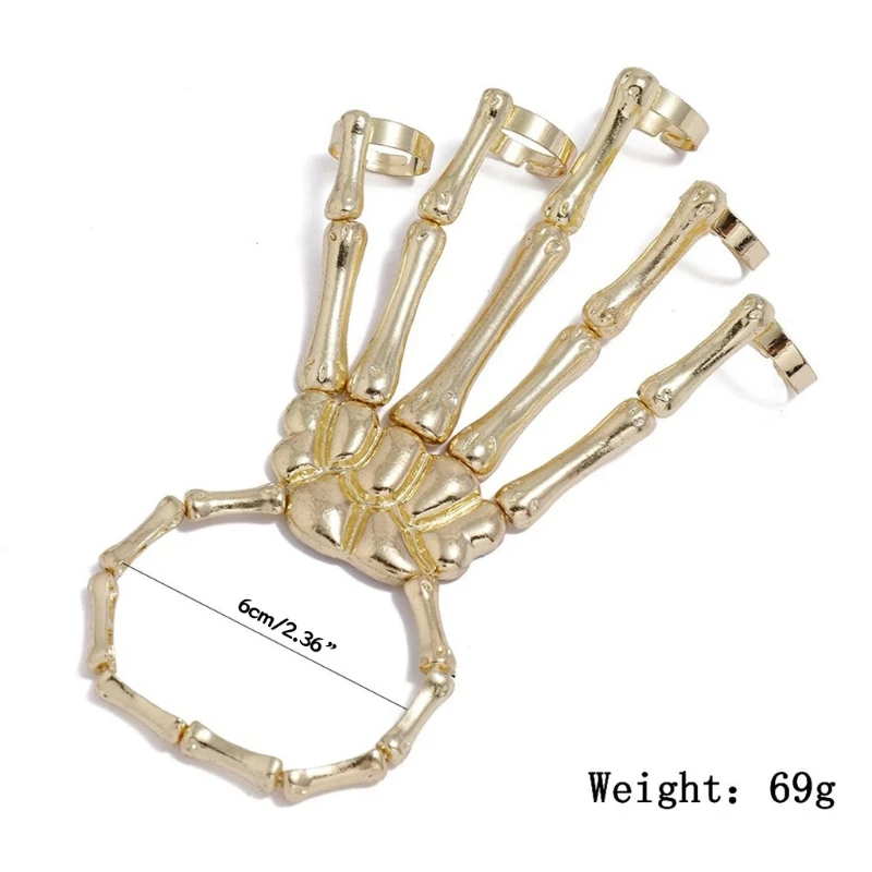 

Halloween Skull Skeleton Hand Bracelet Wristband Adjustable Skull Fingers Metal Hand Bracelet Jewelry for Women Men Gift
