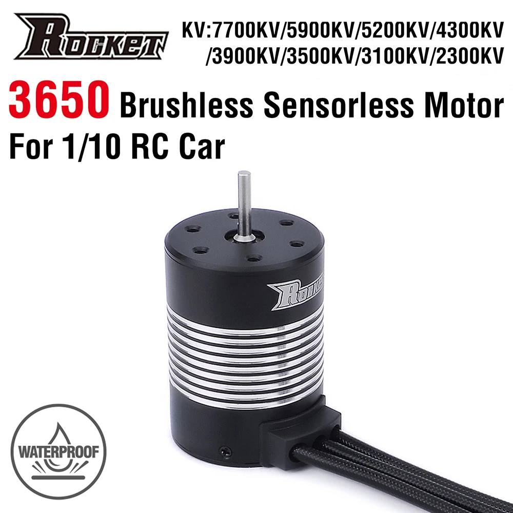 

Rocket 3650 Waterproof Brushless Motor 2300KV 3100KV 3500KV 4300KV 5900KV 5200KV 7700KV for 1/10 RC Car DIY Components