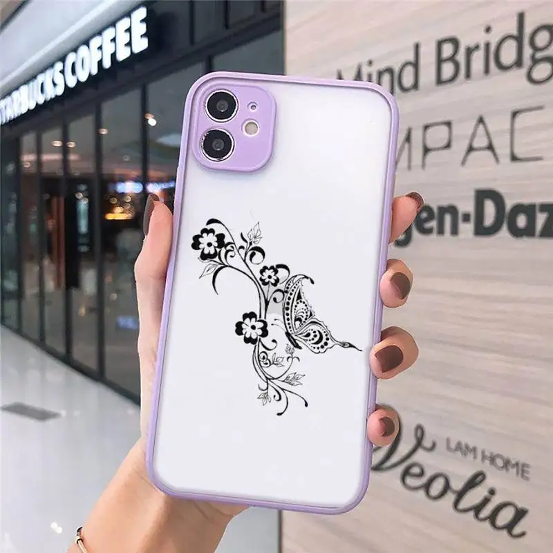 

Lovebay Butterfly Glitter Phone Case matte transparent For iphone 7 8 11 12 plus mini x xs xr pro max cover