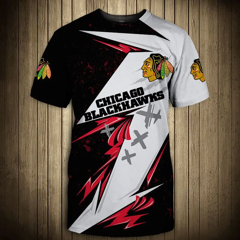 

Модная повседневная мужская футболка Chicago Blackhawks, крутые топы с цветным принтом листьев