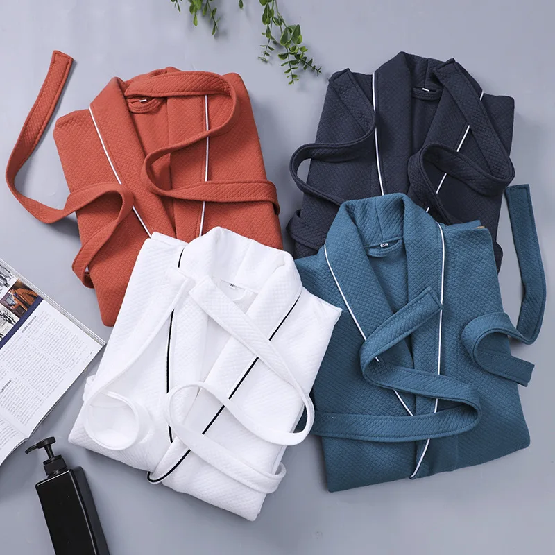 

Loose Sleepwear Robe Women Cotton Nightwear Unisex Kimono Bathrobe Gown Couple Nightgown Long Lingerie Soft Male Home Clothes