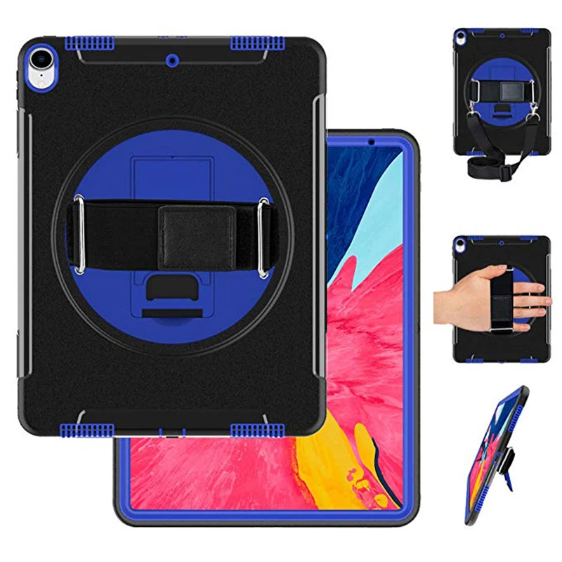 Детский защитный ударопрочный чехол для iPad Pro 12.9 дюйма 2018 года 3-го поколения с 360-градусным поворотным подставкой для ног, ручкой и плечевым ремнем FTL03.