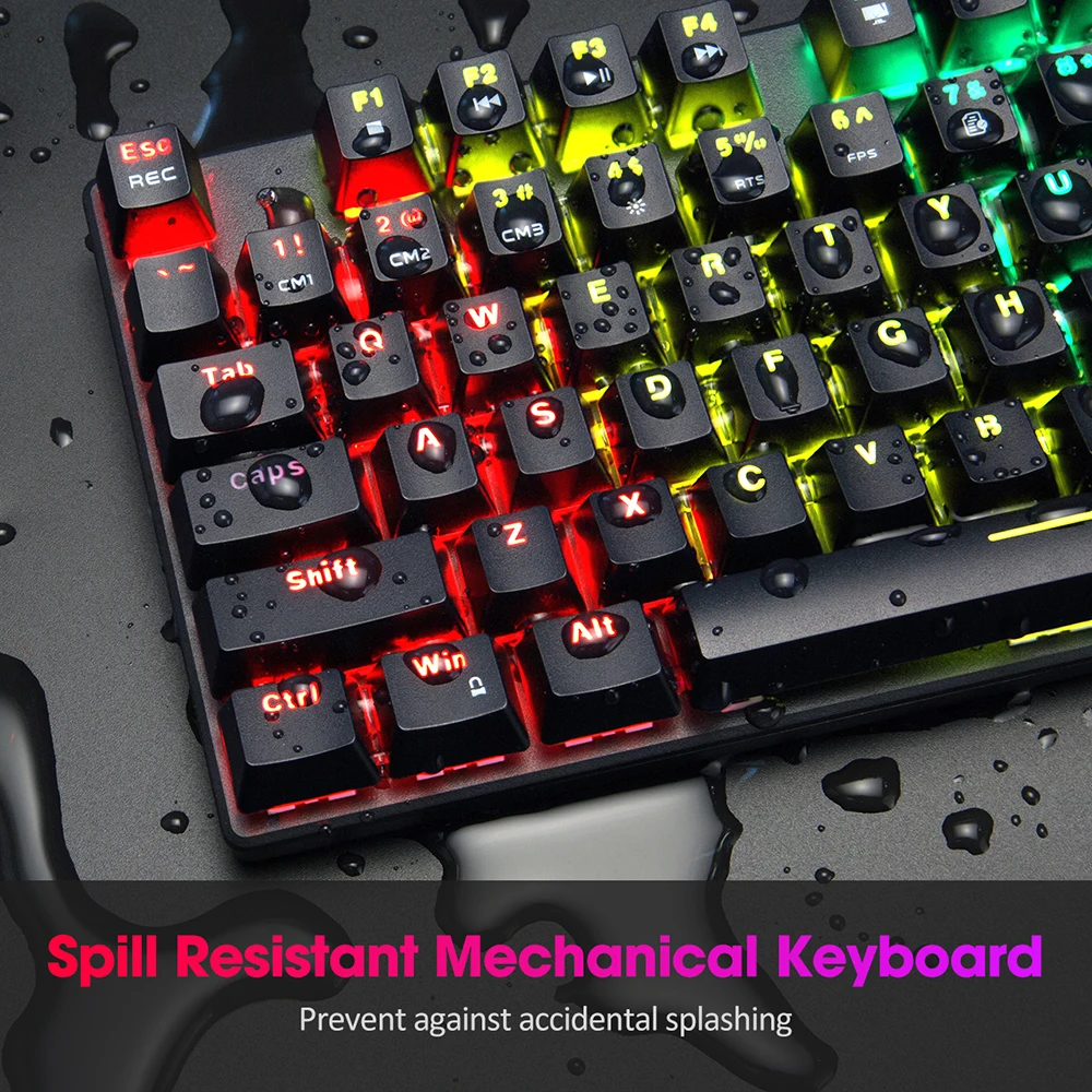 PICTEK PC244 Проводная игровая клавиатура механическая RGB светодиодный USB синий