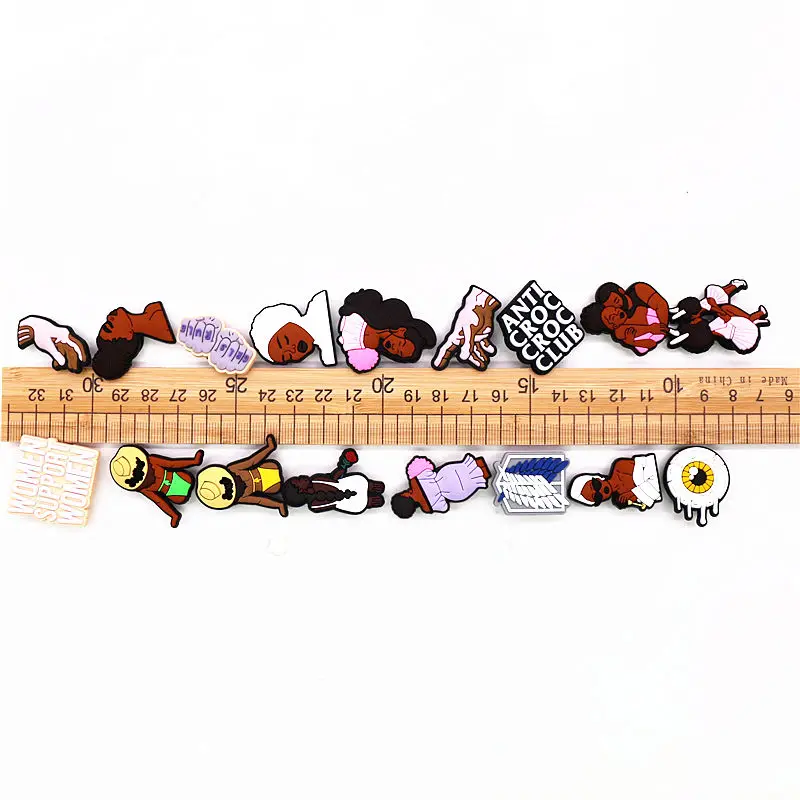 1pcs Black Couple Shoe Charms Tears Anti Croc JIBZ Accessories Designer Black Girls Rule Clog Shoes Buckle Soft PVC BLM Charm