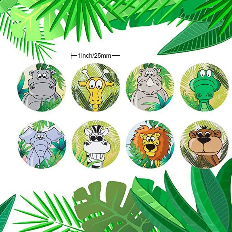 

500pcs/roll Cartoon Animals Stickers for Kids Gift Toys Sticker 8 Designs Pattern Lion Elephant Animals Reward Sticker