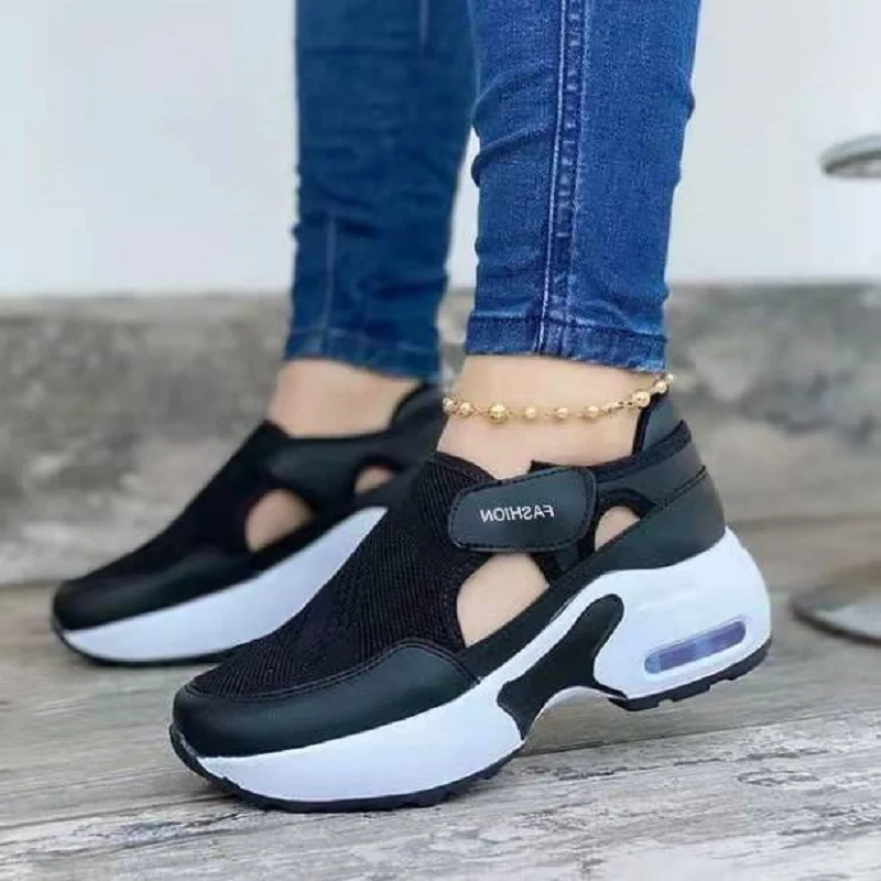 

2021 Women Fashion Vulcanized Sneakers Platform Flats Ladies Shoes Casual Breathable Wedges Ladies Sneakers Bambas Enfermeria