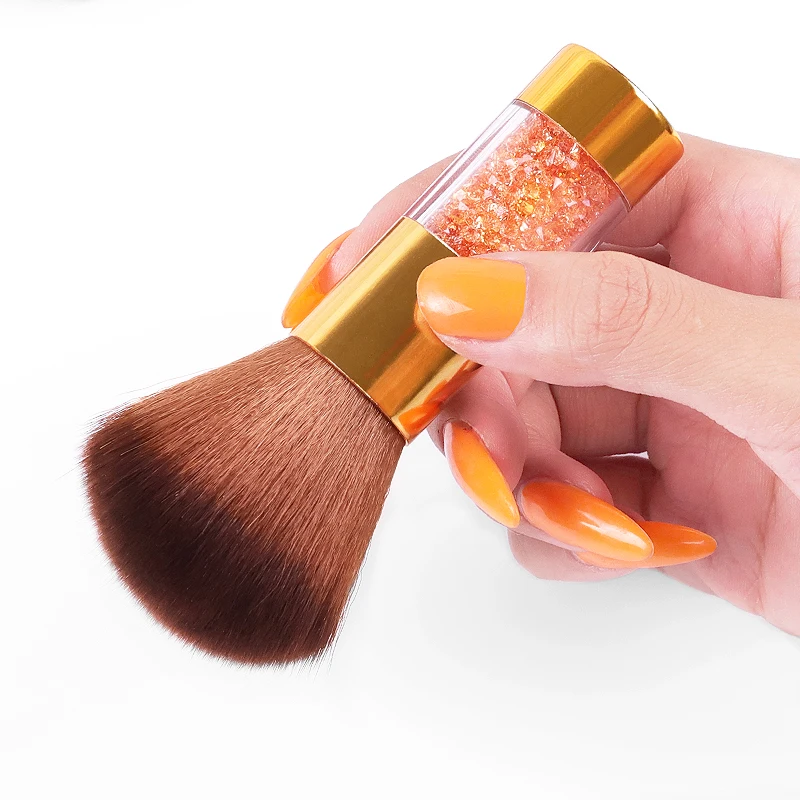 

1Pcs Soft Hair Nail Cleaning Brush Remove Dust Powder Brush Gold Silver Rhinestones Handle Manicure Pedicure Beauty Care Tools