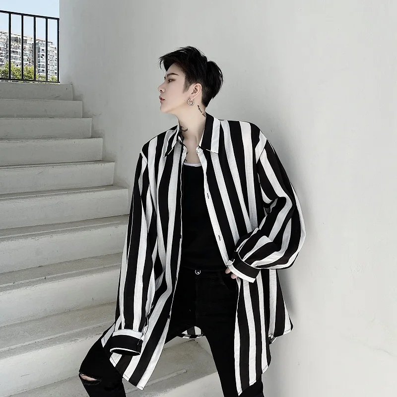 Винтажные Модные полосатые рубашки для мужчин и женщин уличная одежда в стиле