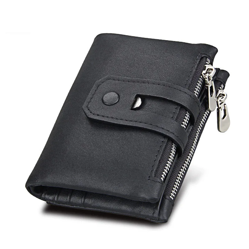 New RFID Genuine Leather Women Wallet With Zipper Coin Pocket Credit Card Holder Crazy Horse Purse For Man Men Money Bag | Багаж и сумки