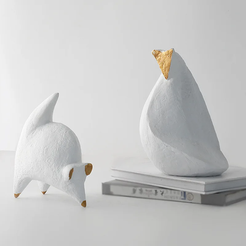 

Simple White Resin Little Mouse Ornament TV Cabinet Small Ornaments Modern Nordic Style Home Decoration Animal Ornaments Decor