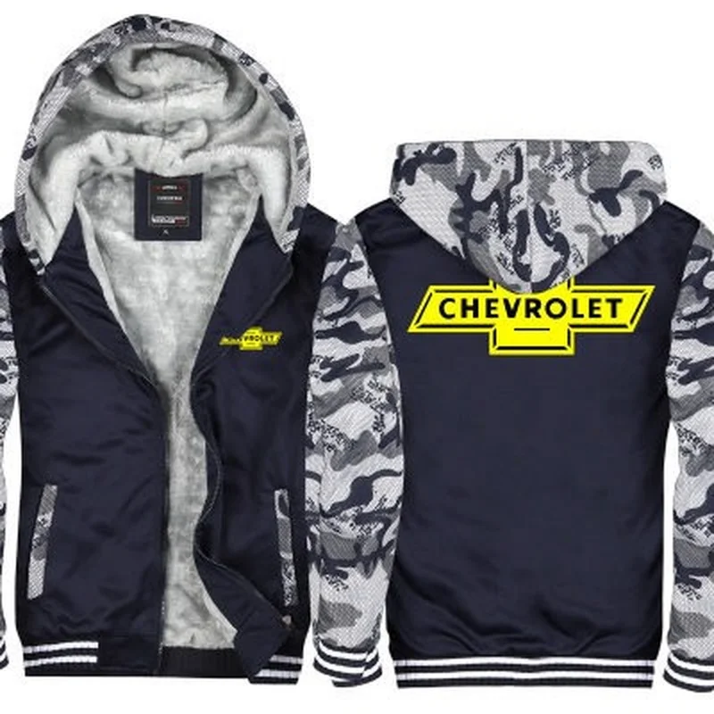 

Winter Hoodies Men Chevrolet car Logo Print Jacket Men Hoodies Thicken Warm Fleece cotton Zipper Raglan Coat Male Tracksuits