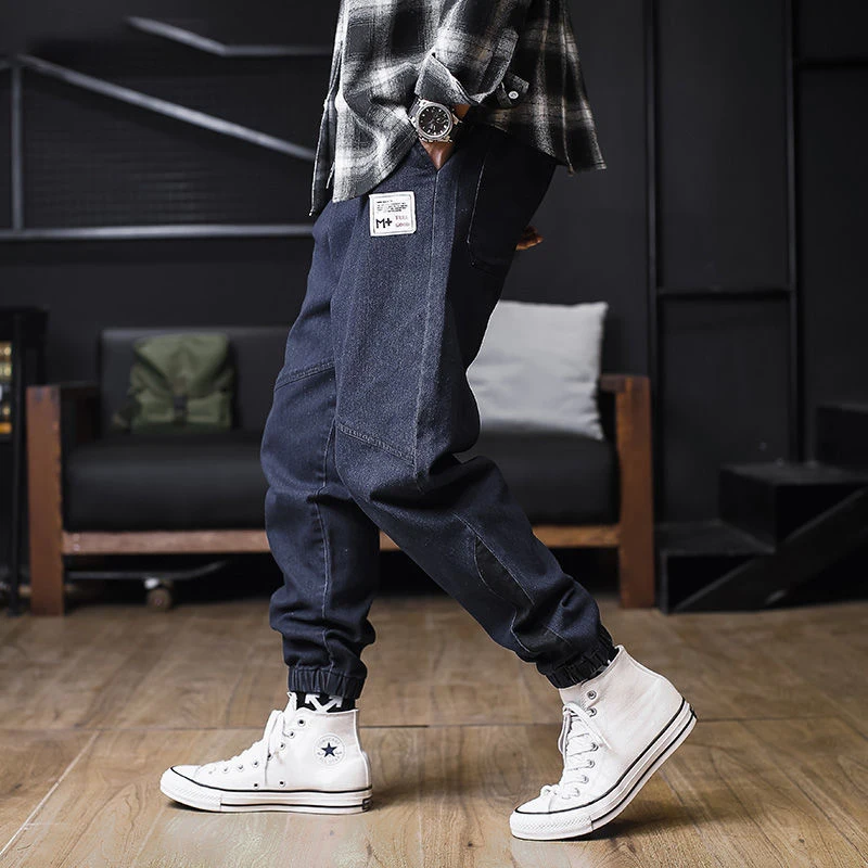 Black Jeans Plus size Jeans Men Hip hop StreetWear Joggers Ankle Length Denim Cargo Pants Loose Pocket Harem Trousers Sweatpants