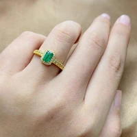 fashion emerald wedding ring 4mm6mm natural emerald ring for engagement 925 silver emerald jewelry