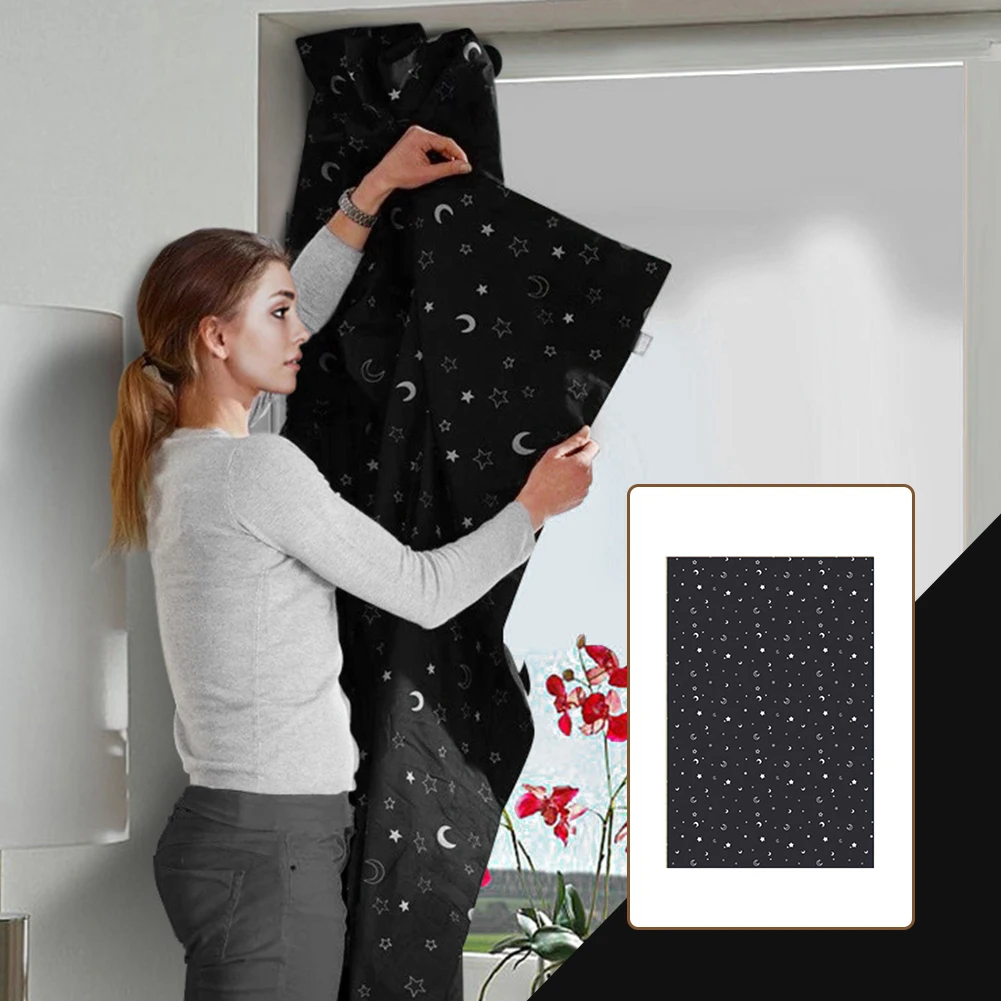 

Self-Adhesive Curtain Rectangle Portable Sun Shade With Suction Cups Blackout Blind Window Printed Polyester Easy Clean