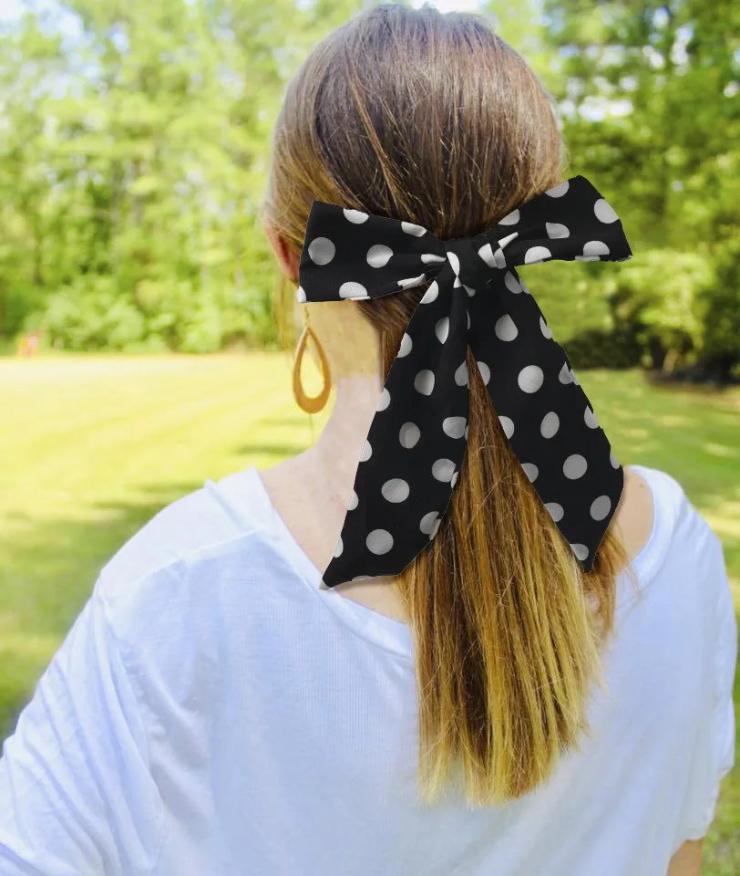 Женский хвостик для волос элегантная резинка в горошек и полоску с цветочным