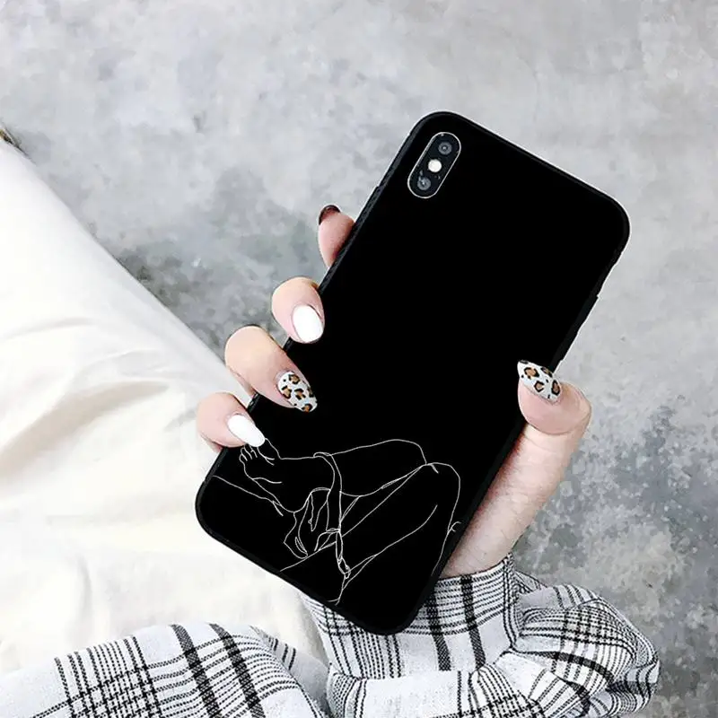 MaiYaCa Black Sexy Line Art Rose Lover Harajuku Aesthetics Phone Case for iPhone 11 12 pro XS MAX 8 7 6 6S Plus X 5S SE 2020 XR
