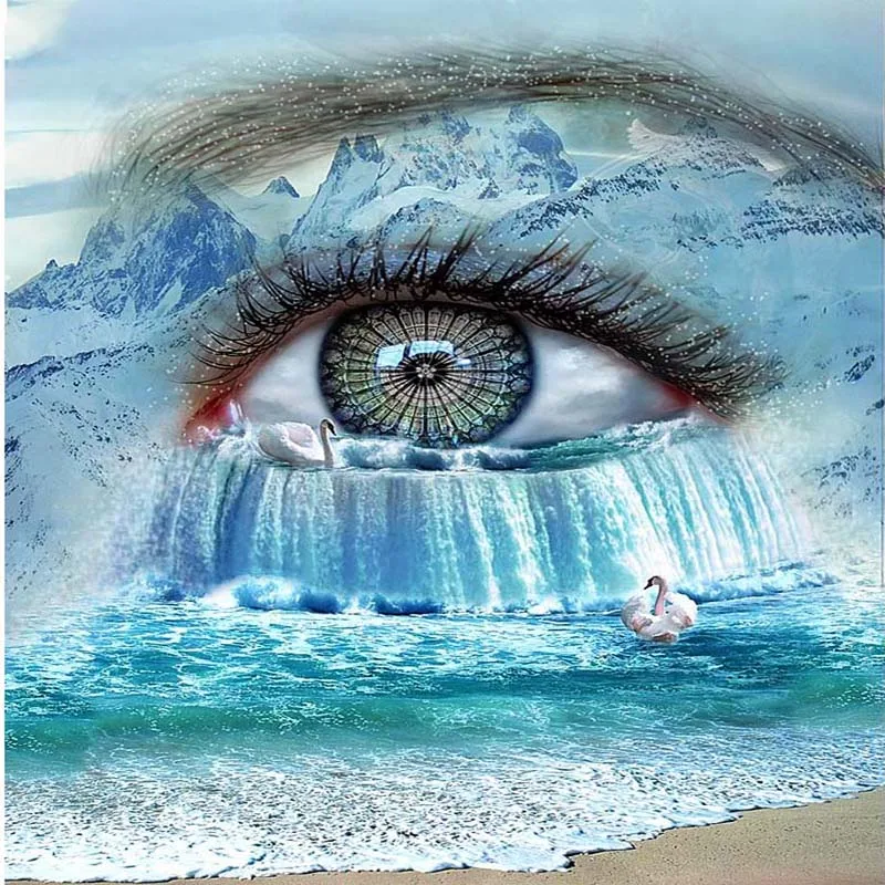 Полноразмерная 3D круглая квадратная алмазная живопись сделай сам глаз морской